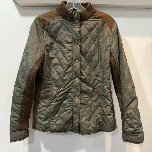 Numph Olive Quilted Rider Sweater Jacket US 8 UK 12 - Picture 1 of 6